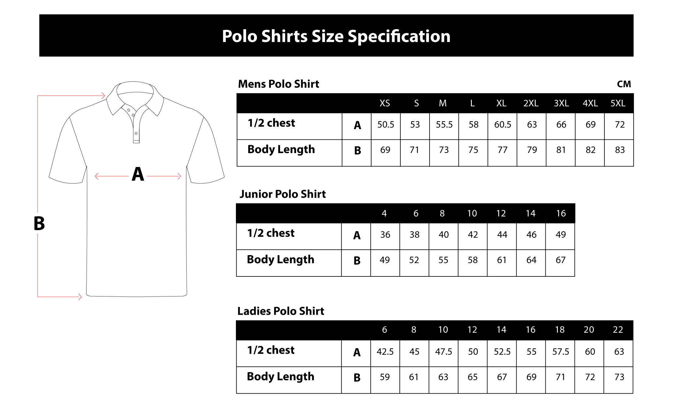 Isolere Outlook strække Polo Shirt Size Charts-01 - Boostup