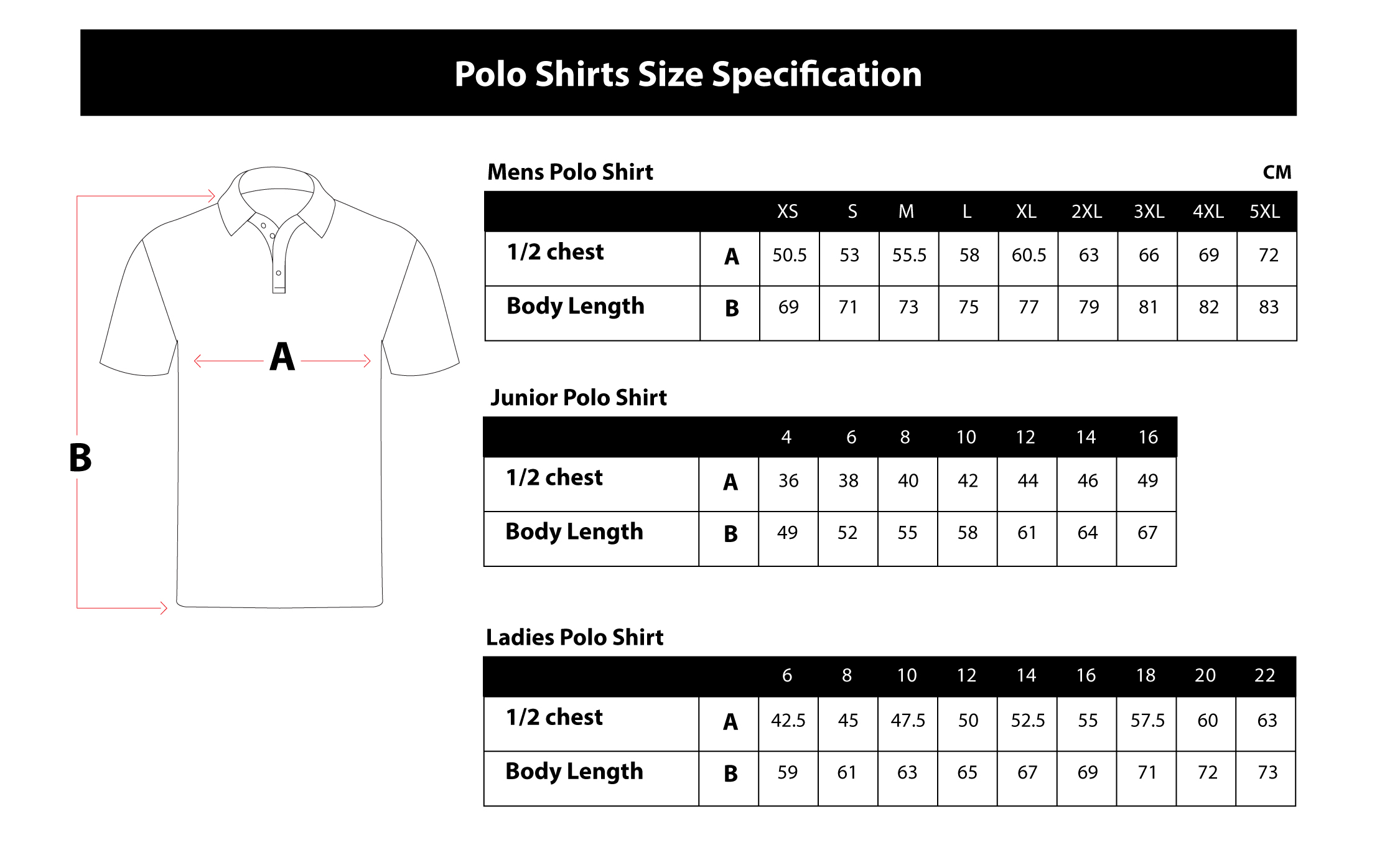 Mens Polo Size Chart